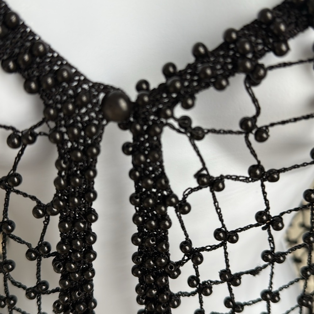 Black beaded shrug  bolero with Honeycomb Pattern - Picture 2 of 7